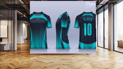 t-shirt sport design template, Soccer jersey mockup for football club. uniform front and back view.	 Wall mural