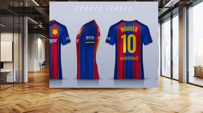 t-shirt sport design template, Soccer jersey mockup for football club. uniform front and back view. Wall mural