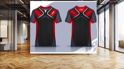 t-shirt sport design template, Soccer jersey mockup for football club. uniform front and back view. Wall mural