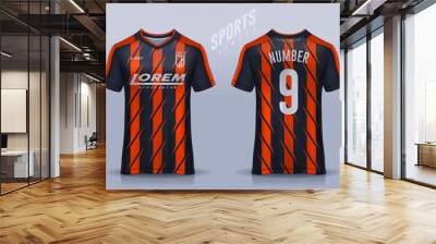 t-shirt sport design template, Soccer jersey mockup for football club. uniform front and back view. Wall mural