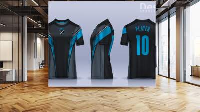 t-shirt sport design template, Soccer jersey mockup for football club. uniform front and back view.	 Wall mural