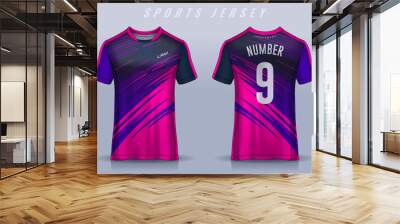 t-shirt sport design template, Soccer jersey mockup for football club. uniform front and back view. Wall mural