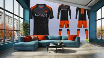 t-shirt sport design template, Soccer jersey mockup for football club. uniform front and back view. Wall mural