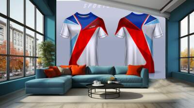 t-shirt sport design template, Soccer jersey mockup for football club. uniform front and back view. Wall mural