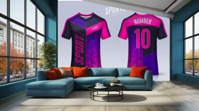 t-shirt sport design template, Soccer jersey mockup for football club. uniform front and back view. Wall mural