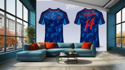 t-shirt sport design template, Soccer jersey mockup for football club. uniform front and back view. Wall mural