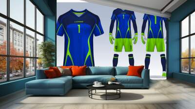 t-shirt sport design template, Soccer jersey mockup for football club. uniform front and back view. Wall mural