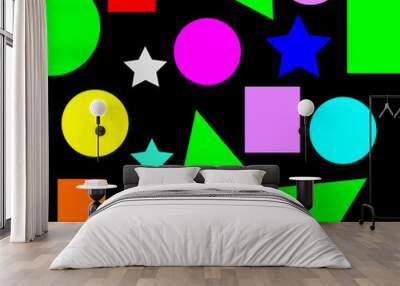 Colorful geometry shape on black background vector Wall mural