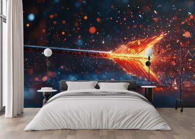 A dynamic image of an arrow striking a target and shattering it, symbolizing the achievement of business goals, vibrant colors, focus on impact, motivational atmosphere Wall mural