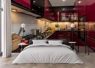 modular kitchen in a small indian city apartment Wall mural