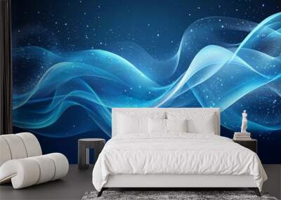 Stylish abstract blue banner for a tech website, showcasing flowing lines and geometric patterns for a futuristic look Wall mural