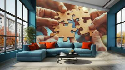 Young professionals solving problem together Wall mural