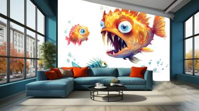 Big fish hunts small fish. Wall mural