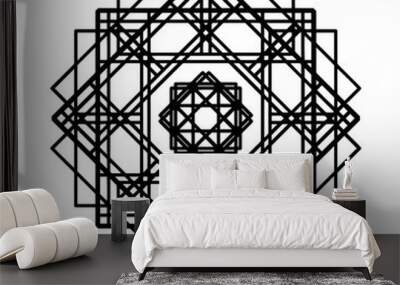 Abstract geometric shapes, futuristic wavy fractal of star and c Wall mural