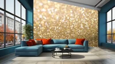 Gold Abstract Christmas twinkled bright background with bokeh defocused lights . Lights Festive background concept. Wall mural