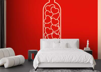 retro poste.r heart on condom. valentine and love concept. vector illustration eps1 Wall mural