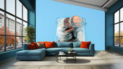 save money for investment concept coin baht thai in the glass jar Wall mural