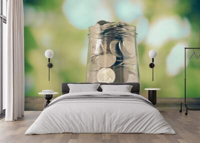 save money for investment concept money in the glass with filter Wall mural