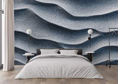 A close-up view of smooth, wave-like sand patterns in varying shades of gray, ideal for illustrating themes of nature, relaxation, or texture in design projects, website backgrounds, or art, Wall mural