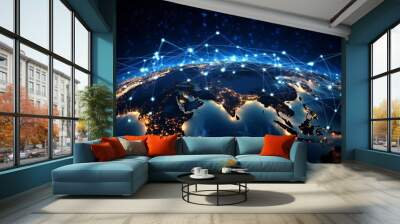 A digital network connected globally, representing global communication Wall mural