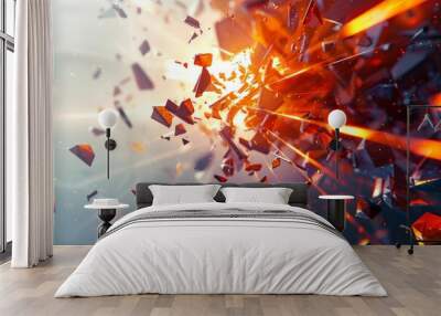 Explosive graphic of splintered shapes, ideal for depicting disruption, innovation, or intense energy Wall mural