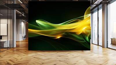 Green and yellow light waves in motion Wall mural