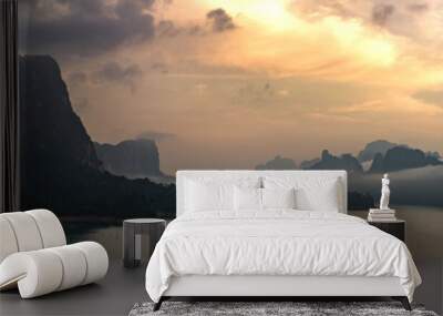 sunrise at Khao Sok   Suratthani Thailand  Wall mural