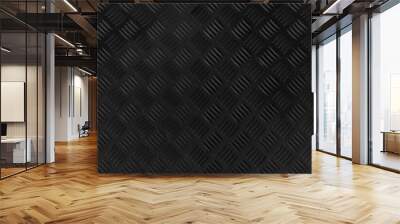 Panorama Black dark grey Checker Plate abstract floor metal stanless background stainless pattern surface. wild picture Wall mural