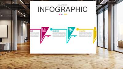 vector infographic wave and triangle formed by arrow line elements template block. used for process diagram, presentation, working flow, information layout, banner, chart, and graph. Wall mural