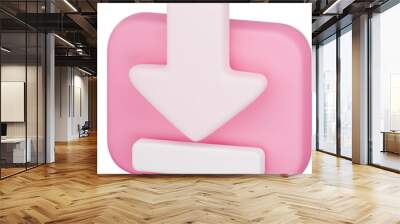 3D Icon of Pink Download Symbol Wall mural