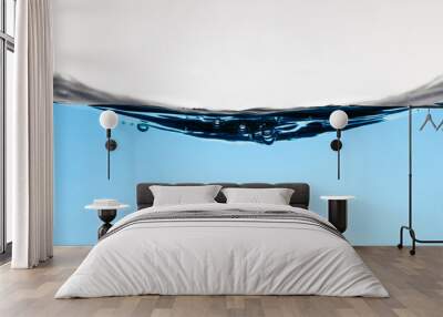 Blue water wave splash on white background, Water drop isolated  Wall mural