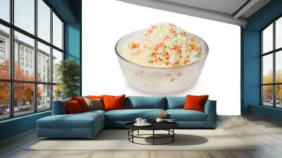 Coleslaw salad in glass bowl on white background, isolated, clipping path included Wall mural