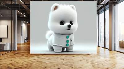 Doctor Dog 3d in a white medical coat on white background, ai generated Wall mural