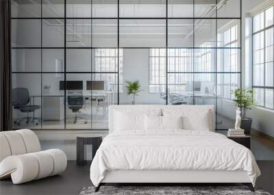 A bright and airy glass office space featuring minimalist decor and ample natural light Wall mural