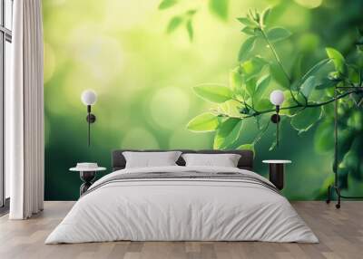 An abstract representation of nature with a green blur effect, perfect for backgrounds in eco-friendly designs Wall mural