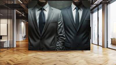 2 of businessmen are wearing formal business suit uniform are standing together, Business working person portrait concept.  Generative Ai image. Wall mural