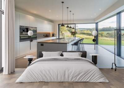 Interior photography of a contemporary kitchen with minimalist design and clean lines in an open-plan space Wall mural