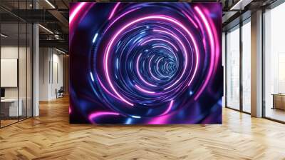 Neon glowing spirals with a dynamic, futuristic background Wall mural