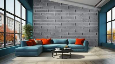 Grey brick wall texture background. Pattern grey slate stone wall for design art work. Wall mural