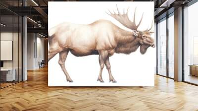 A large white moose with a large antler on its head Wall mural