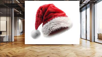 A red and white Santa hat with a white pom pom on top Wall mural