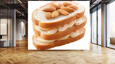 A sandwich made of bread, almonds, and bananas Wall mural