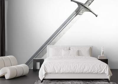 A silver sword is shown in a white background Wall mural