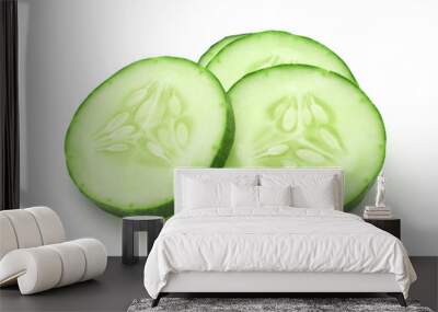 Sliced cucumber isolated on a white background. Wall mural