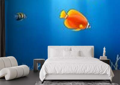 Tropical Fish and Coral Reef Underwater Scene. Wall mural