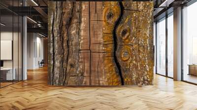 Ancient tree trunk textured with concentric rings, revealing its age and natural beauty Wall mural