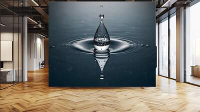 Crystal clear glass ball suspended in water, capturing abstract patterns of light and liquid Wall mural