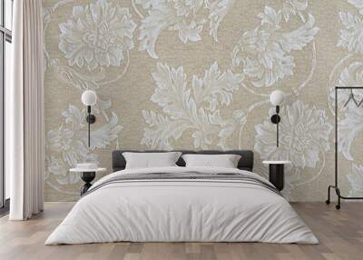 Fabric pattern with floral ornament Wall mural