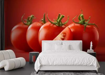 Fresh tomatoes with red background Wall mural