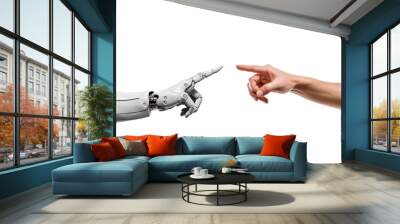 human hand touching with robot hand, hand pointing each other Wall mural